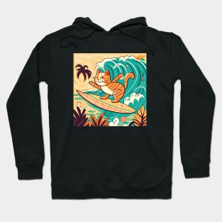 Mid Century Surfing Cat Hoodie